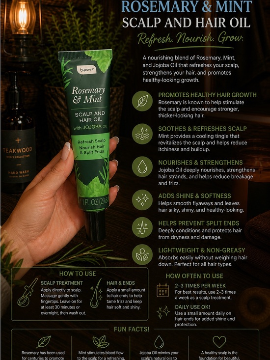 Other - Rosemary & Mint Scalp and Hair Oil - Green